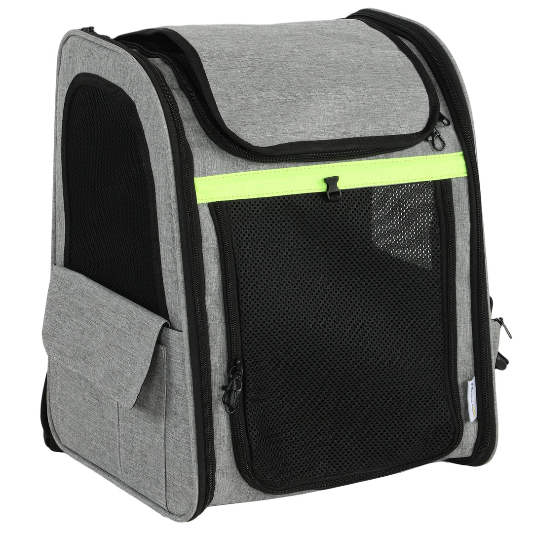 Udvideligt hundebur, transportkasse til hunde med 5 lommer og refleksstribe, til hunde op til 10 kg, 33,5x28x42cm, lysegrå