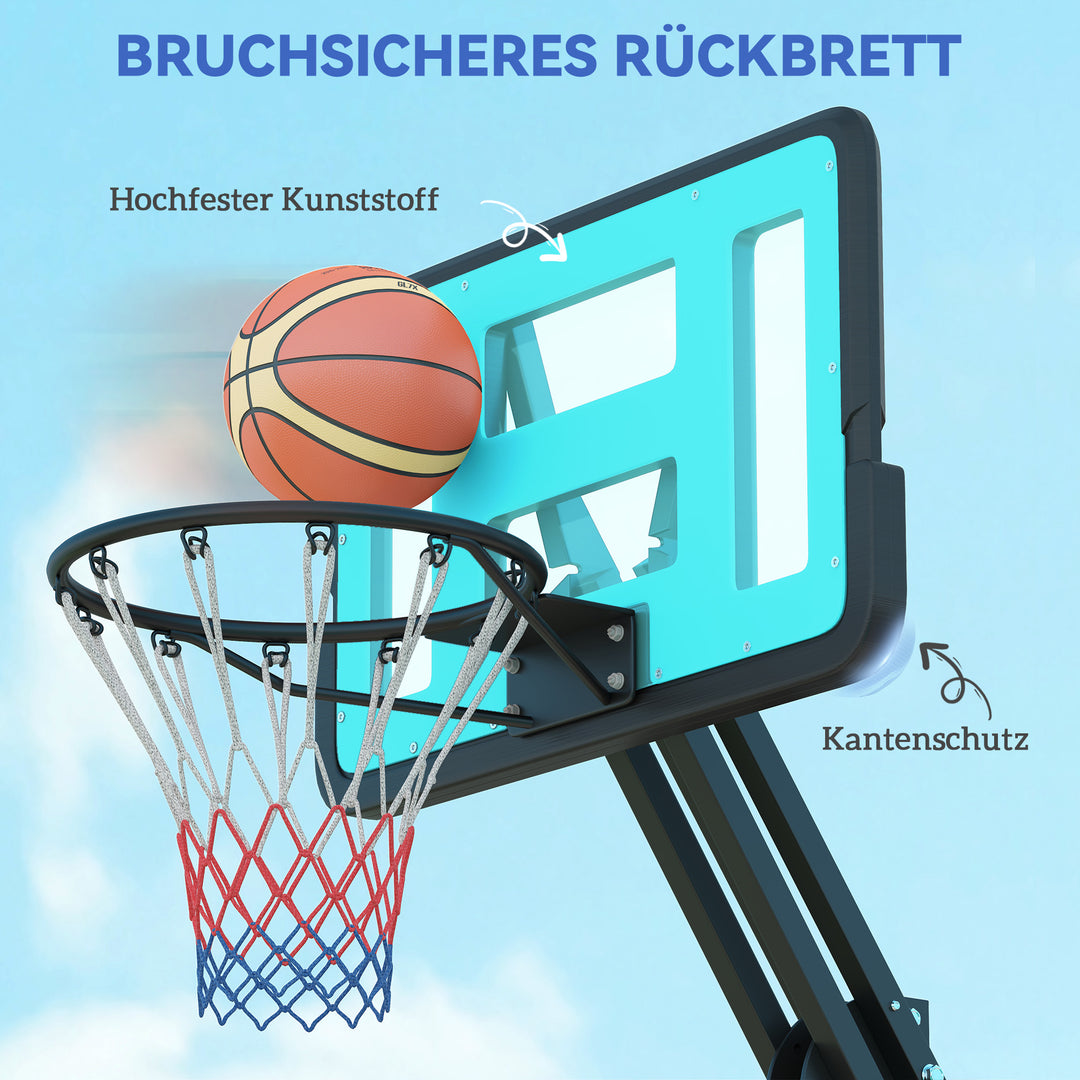Basketballkurv, 146-236 cm højdejusterbar, basketballstativ, rullebar, stål, plastik, sort