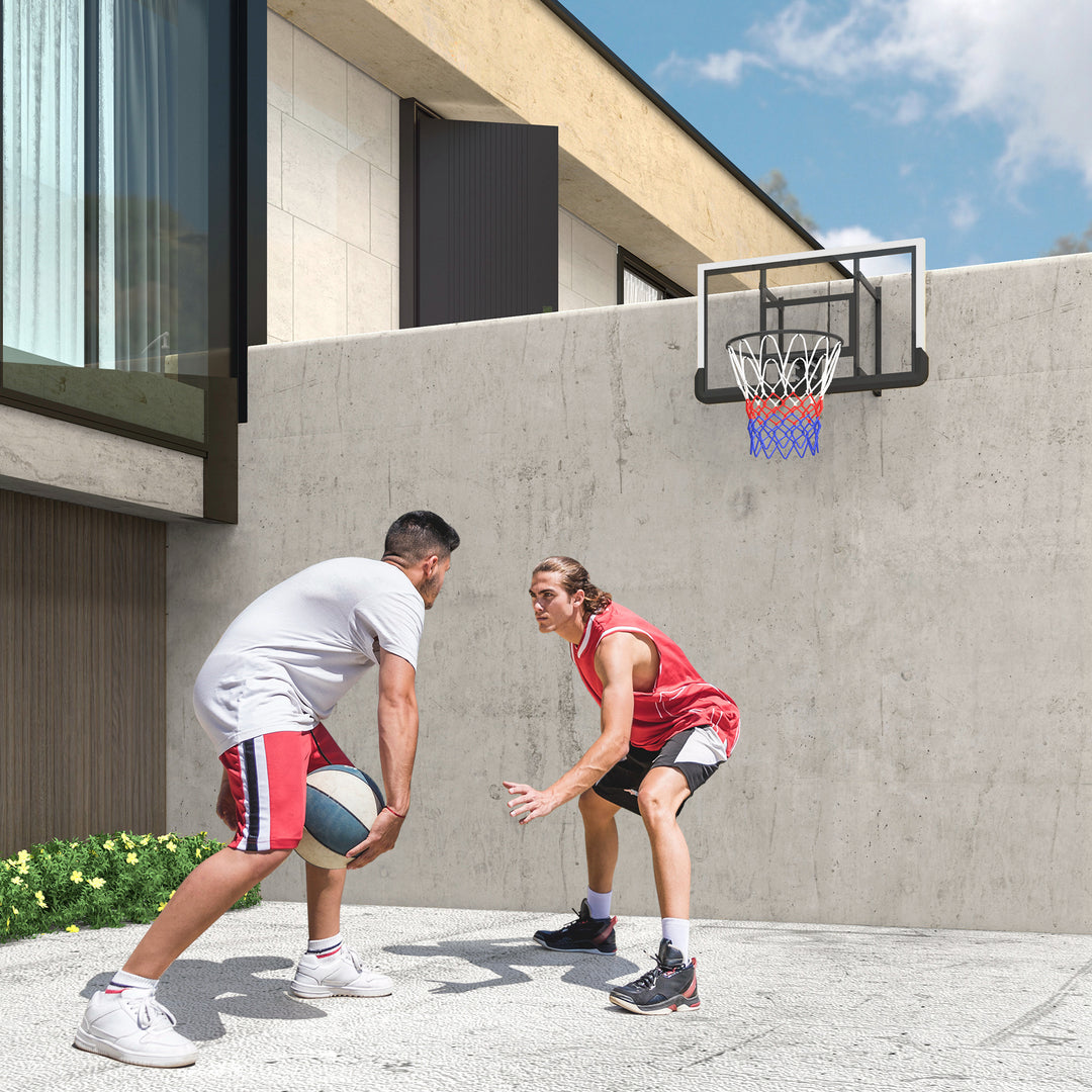 Vægmonteret basketballkurv, fjederbelastet kurv, brudsikker bagplade, sort
