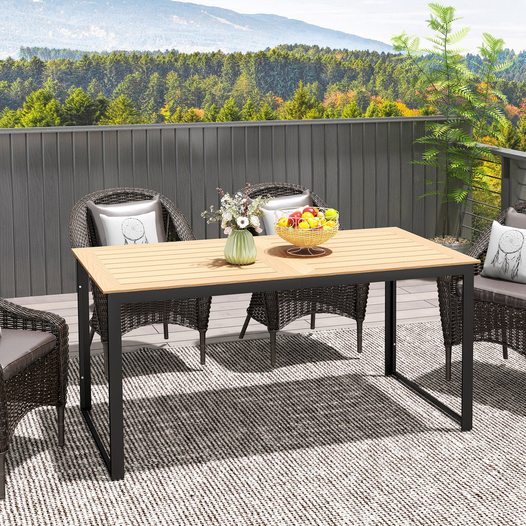 Havebord til 6 personer 160 x 80 cm vejrbestandigt balkonbord med lamelbordplade, buffetbord udendørs teak