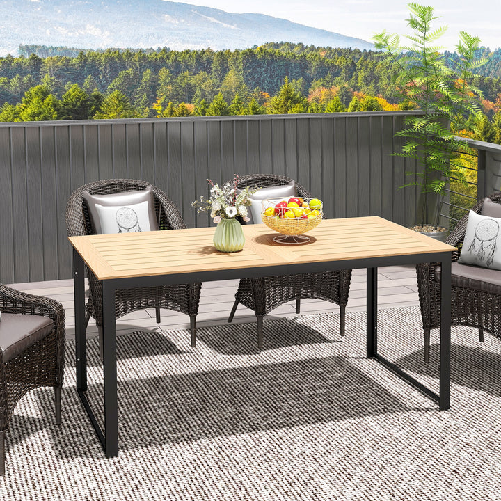 Havebord til 6 personer 160 x 80 cm vejrbestandigt balkonbord med lamelbordplade, buffetbord udendørs teak