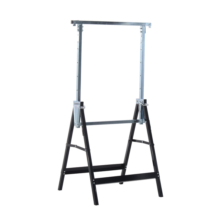 2 X stilladsbukke, foldbar bukke, højdejusterbar op til 200 kg, stål, sort, 68 x 58 x 80-130 cm