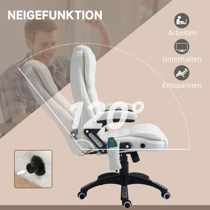 Kontorstol massagefunktion massage kontorstol, massagefunktion, højdejusterbar, 67 x 74 x 107-116 cm, hvid