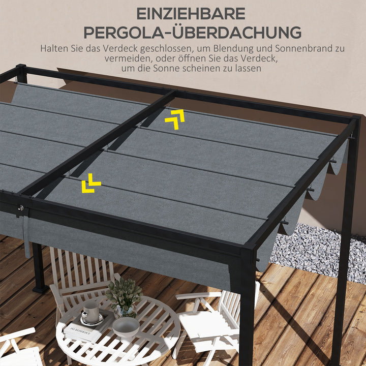 Udskiftningstag til havepavillon 2,85 x 2 m, udtrækkeligt, nem montering, polyester, mørkegrå