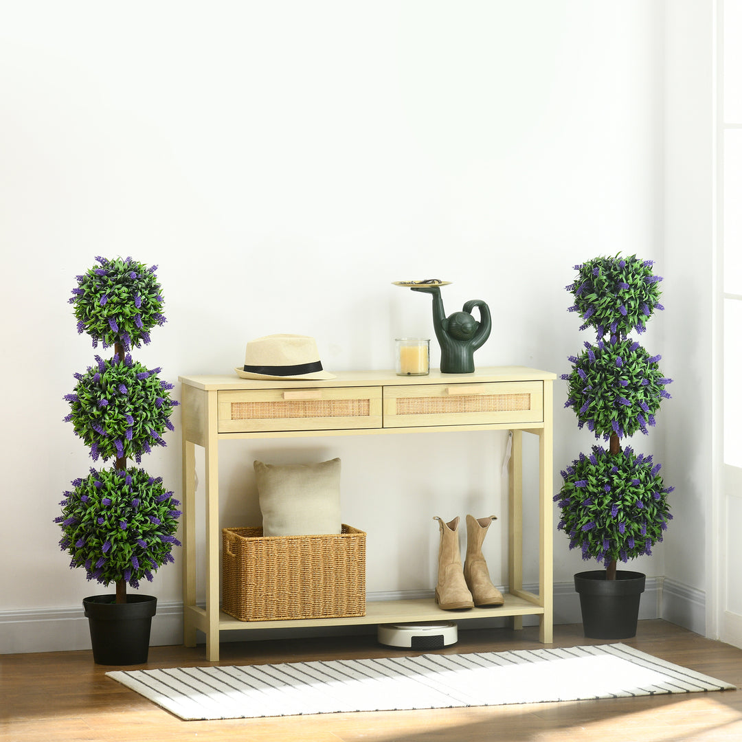 Sæt med 2 kunstige planter, uv-resistent kunstig plante i en urtepotte, 110 cm stueplante til stue, have