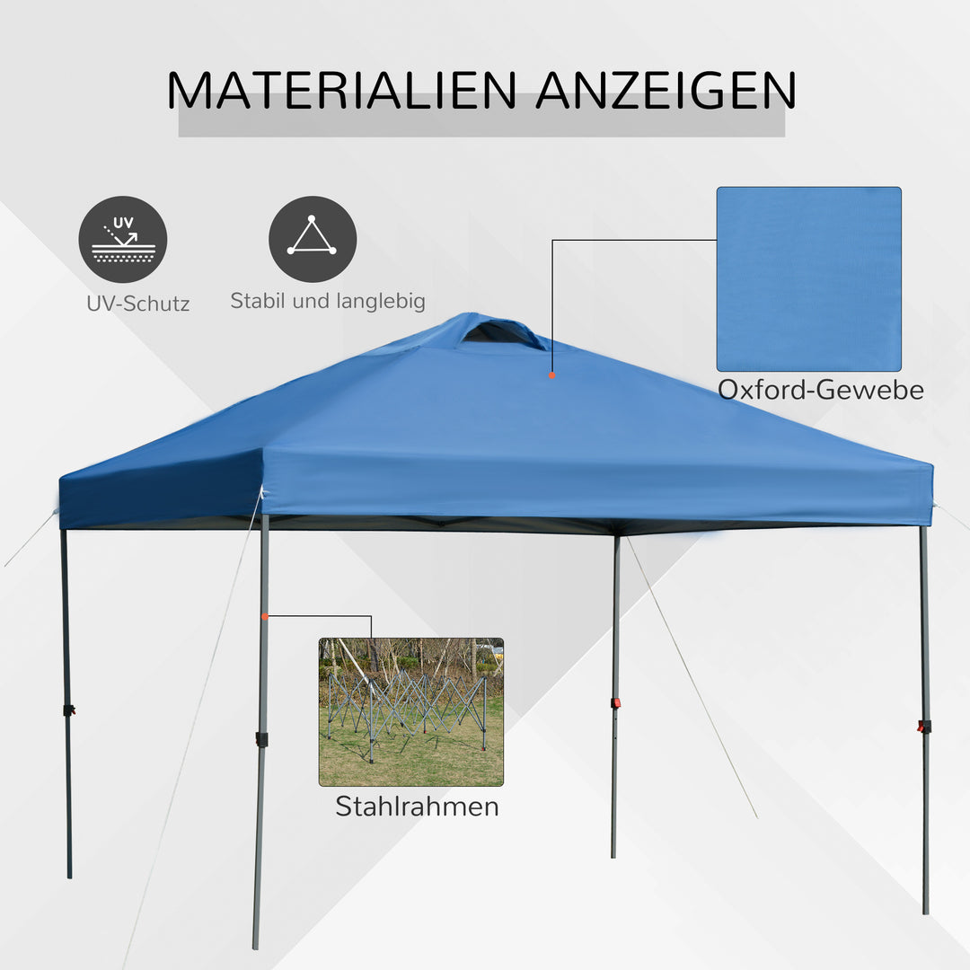 Havepavillon, foldbar pavillon, partytelt, havetelt inklusive pløkker og barduner, oxfordstof, 2,95 x 2,95 x 2,64 m, blå