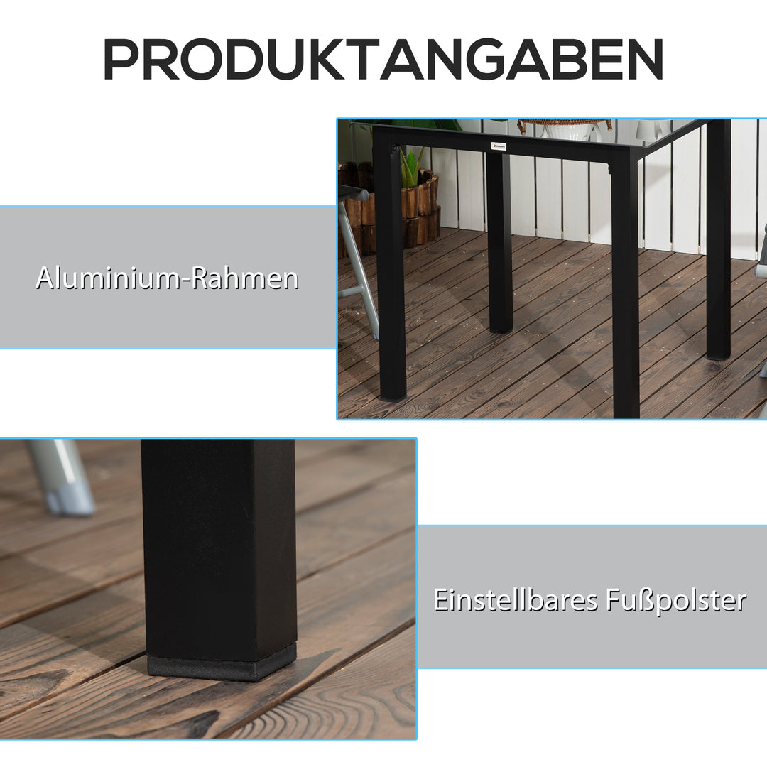 Havebord, udendørs bord, udendørs loungebord, vejrbestandig, 80 x 80 x 74 cm, sort