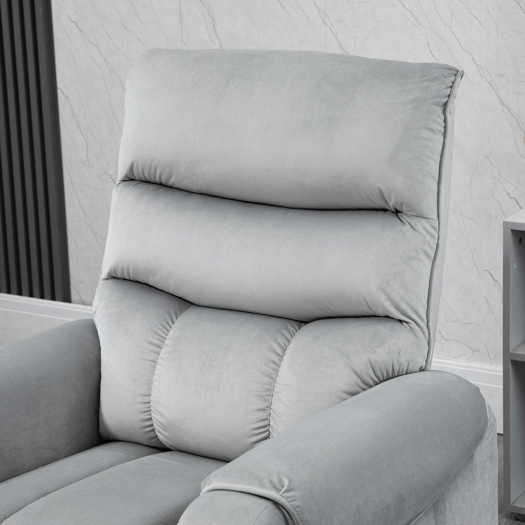 Stående lænestol tv-stol med sovefunktion elektrisk tv-stol med lænefunktion fløjl polyester metalskum lysegrå 79 x 97 x 103 cm