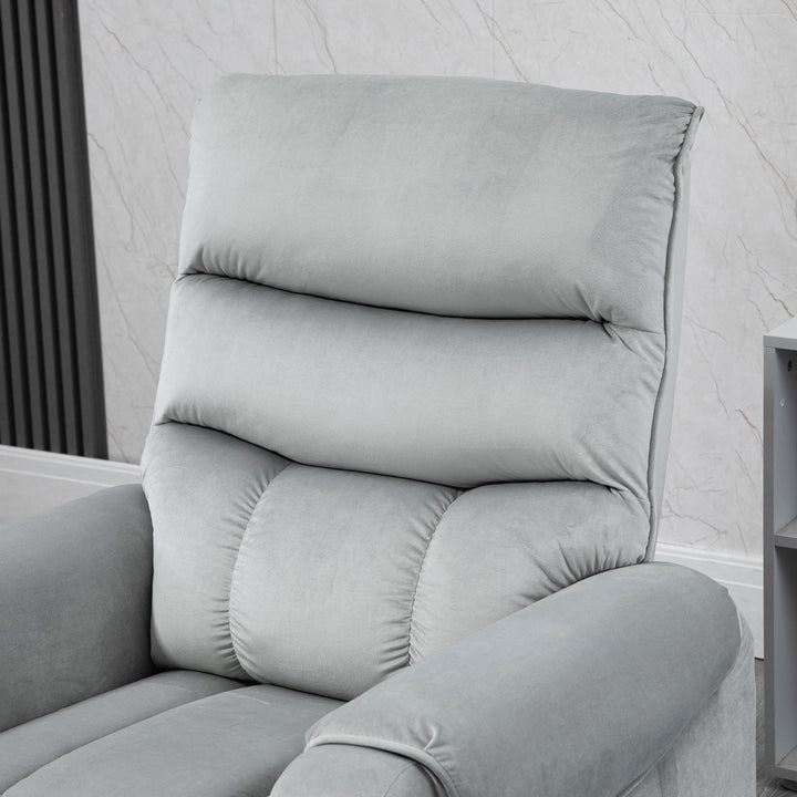 Stående lænestol tv-stol med sovefunktion elektrisk tv-stol med lænefunktion fløjl polyester metalskum lysegrå 79 x 97 x 103 cm