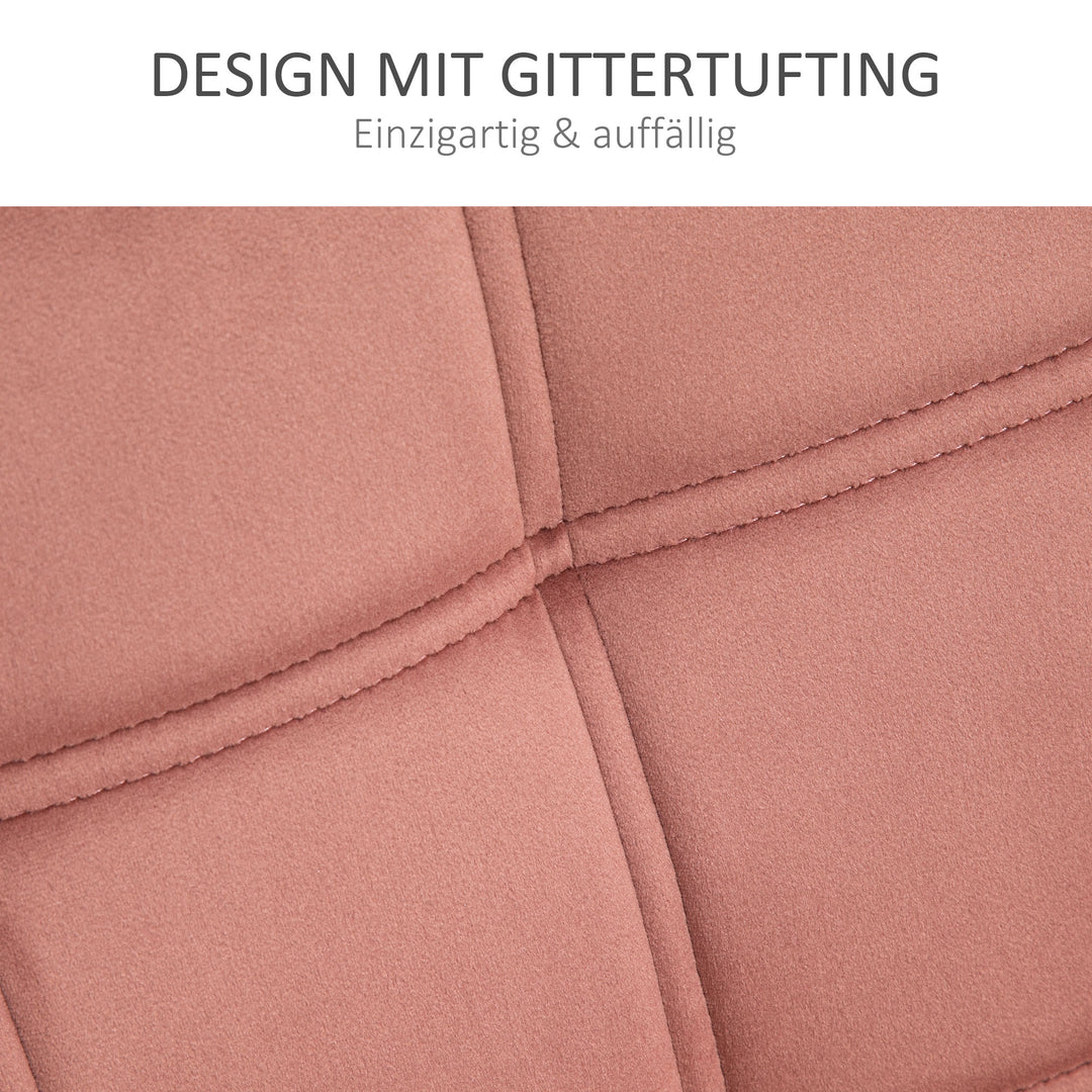 Polstret lænestol, accentstol, skandinavisk design, fløjlslook, op til 120 kg, ben i gummitræ, pink