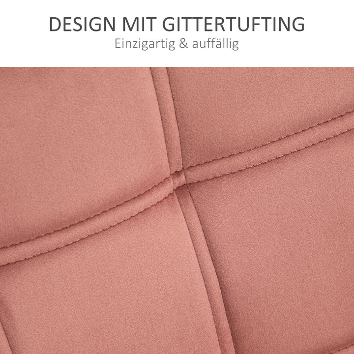 Polstret lænestol, accentstol, skandinavisk design, fløjlslook, op til 120 kg, ben i gummitræ, pink