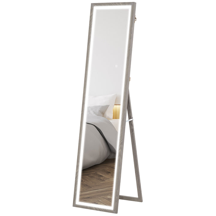 Led spejl i fuld længde, 40 x 160 cm, touch-betjening, dæmpbar, 3 farver, grå