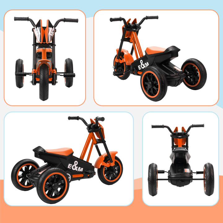 Trehjulet cykel, børnecykel, løbecykel, børnecykel med pedaler, løbecykel til børn 18-36 måneder, stål, 79x44x47 cm, orange