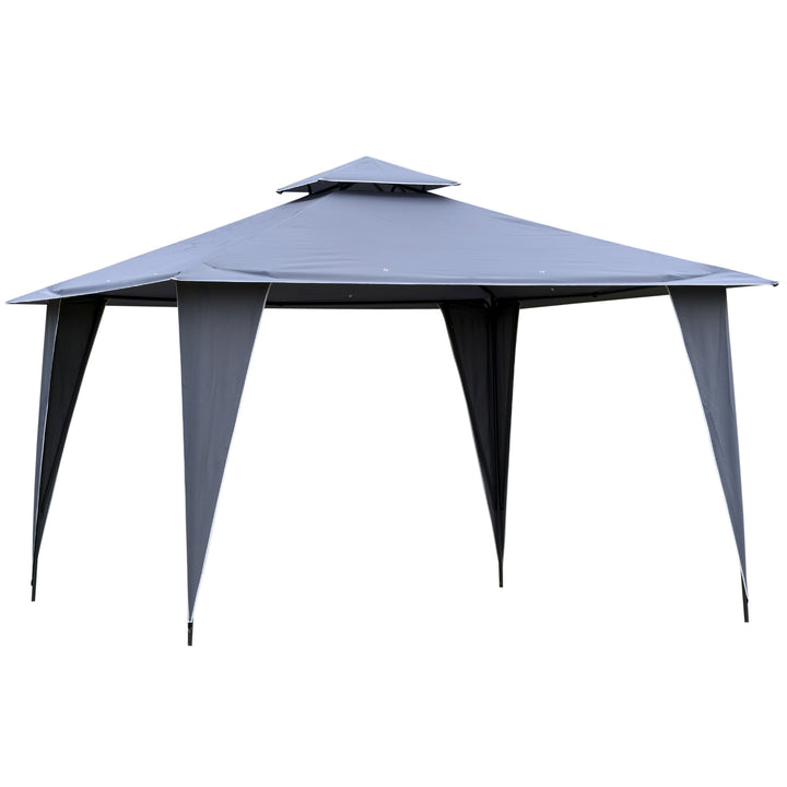 Pavilion partytelt med dobbelt tag 3,45x3,45x2,68m partytelt havepergola metal polyester grå