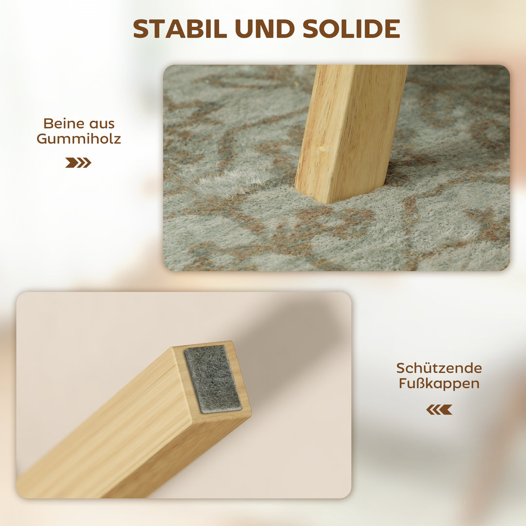 Skammel med blød sædehynde, træben, fodskammel med corduroy-look, cremehvid
