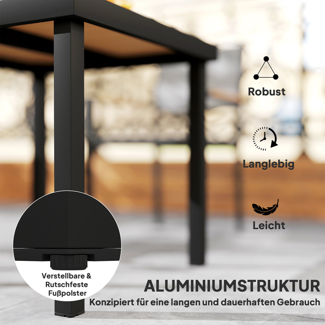 Havebord, plastik, 78 x 78 x 74 cm, vejrbestandig, aluminiumsstel; buffetbord, campingbord til 4 personer, balkonbord, havebord, udendørs spisebord til haven, terrasse, altan, sort