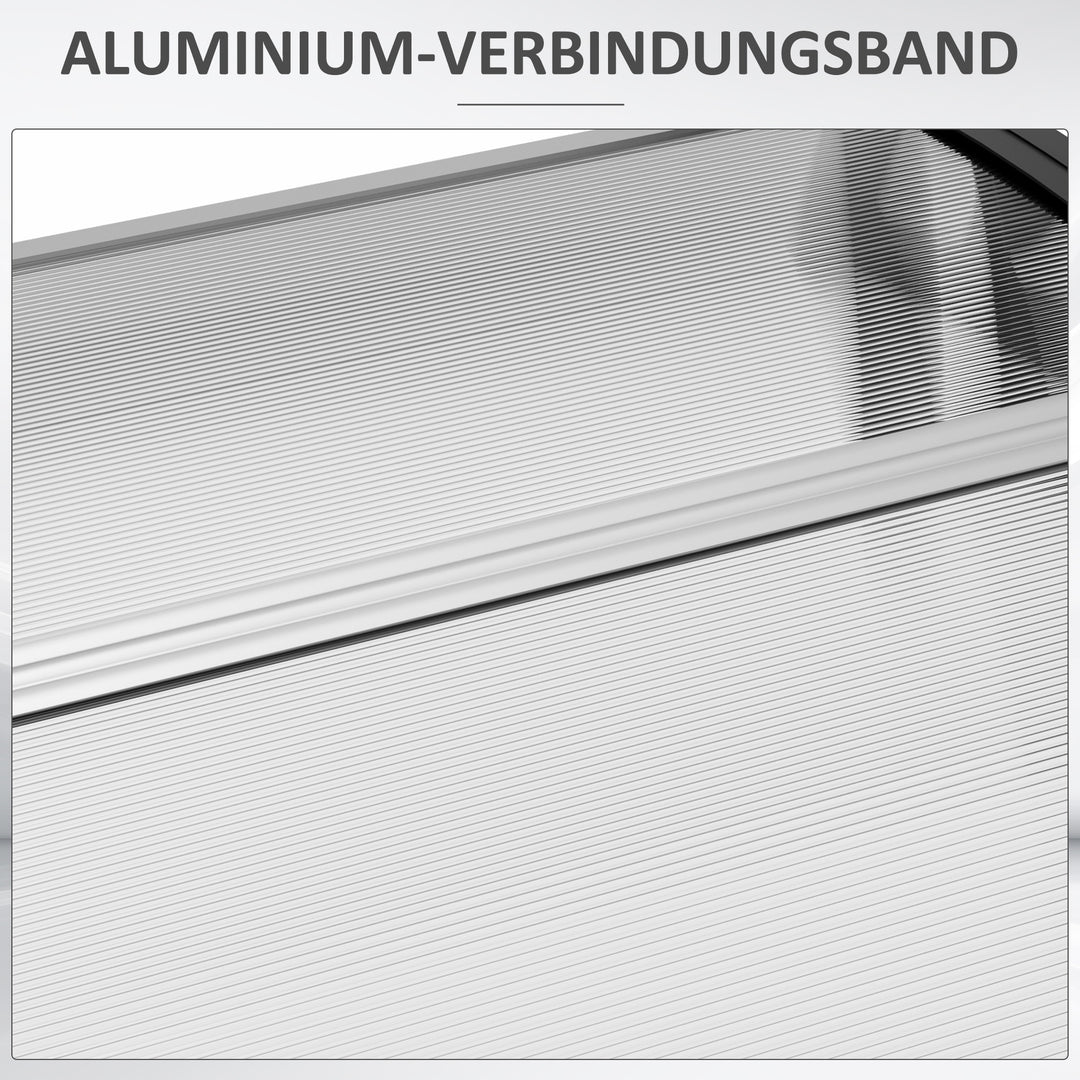 Dørmarkise, beskyttelse mod regn, vind og hagl, polycarbonat, aluminiumsforbindelsesstænger, 200 x 96 x 27 cm, sort