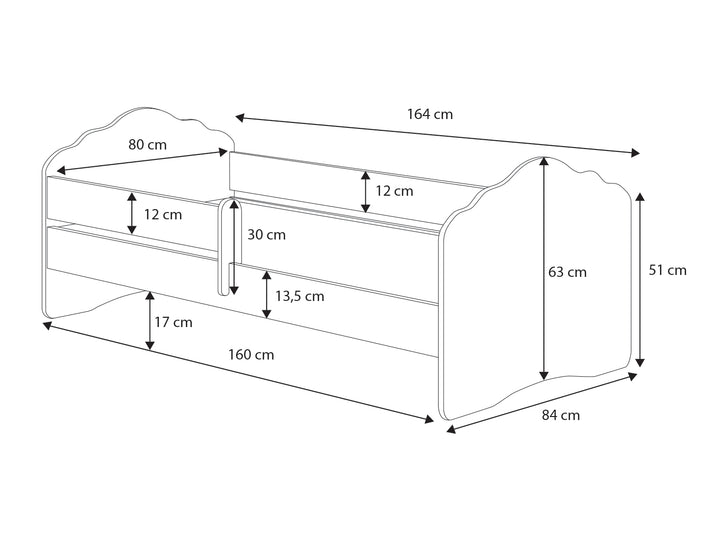 Enkeltseng Fala 160x80 med skuffe