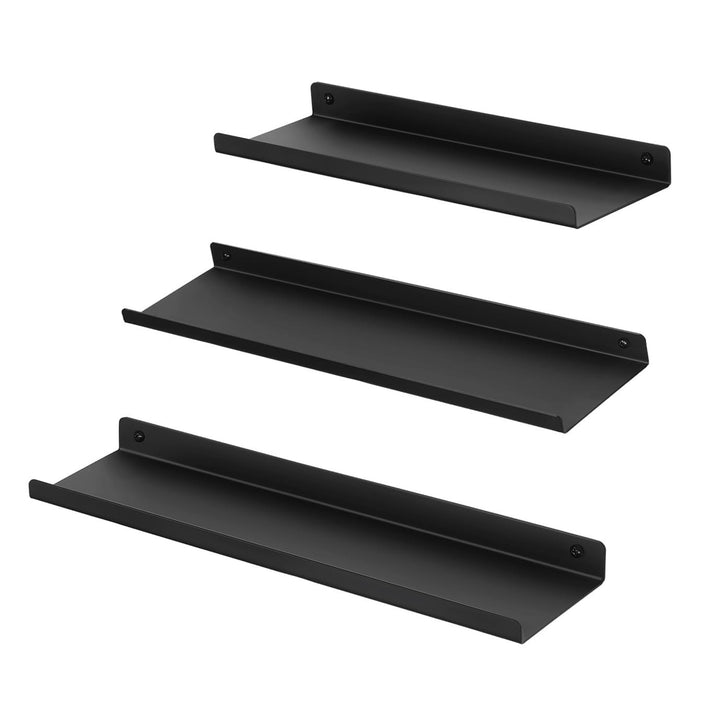 Sæt med 3 hylder, metal, sort
