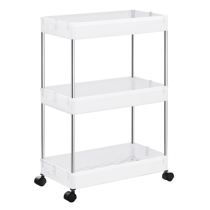 Skab på hjul med 3 hylder, hvid