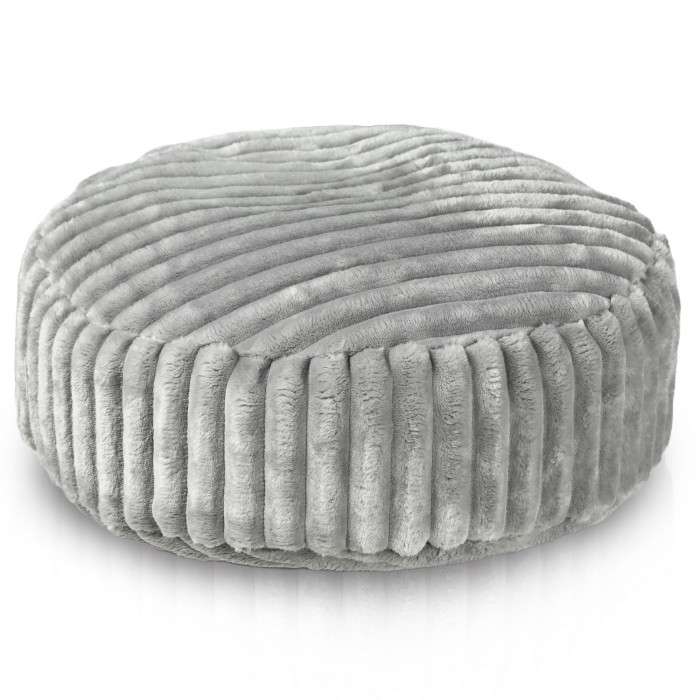 Round Footstool Pouffe - Jumbo Corduroy Royal
