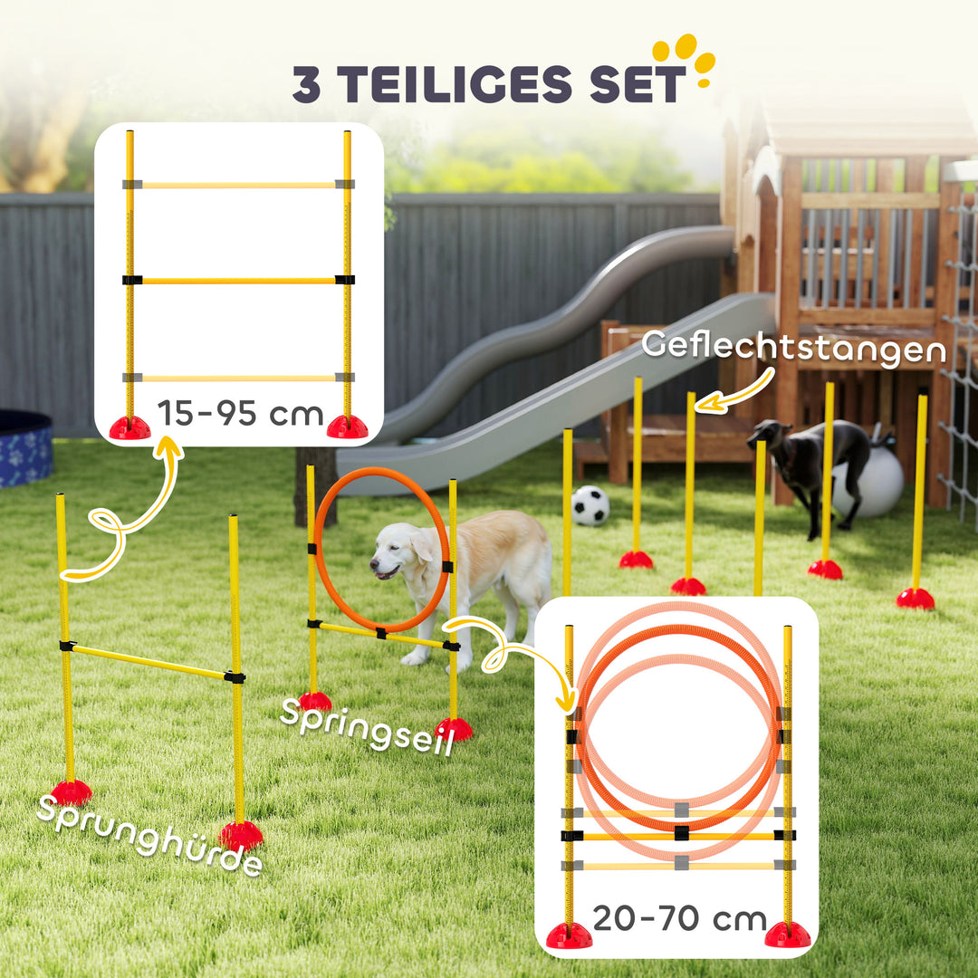 Agility set hunde 3-delt fyldeligt agilityudstyr til hundetræning plug-in hækkesæt med slalomstave