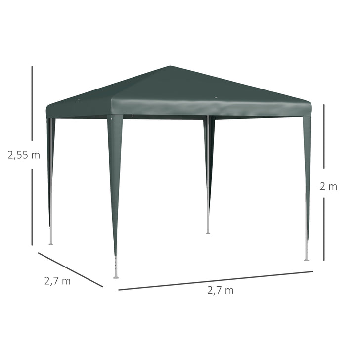 Pavillon 2,7x2,7m, hurtig montering med kliksystem, rustfri ramme, mørkegrøn