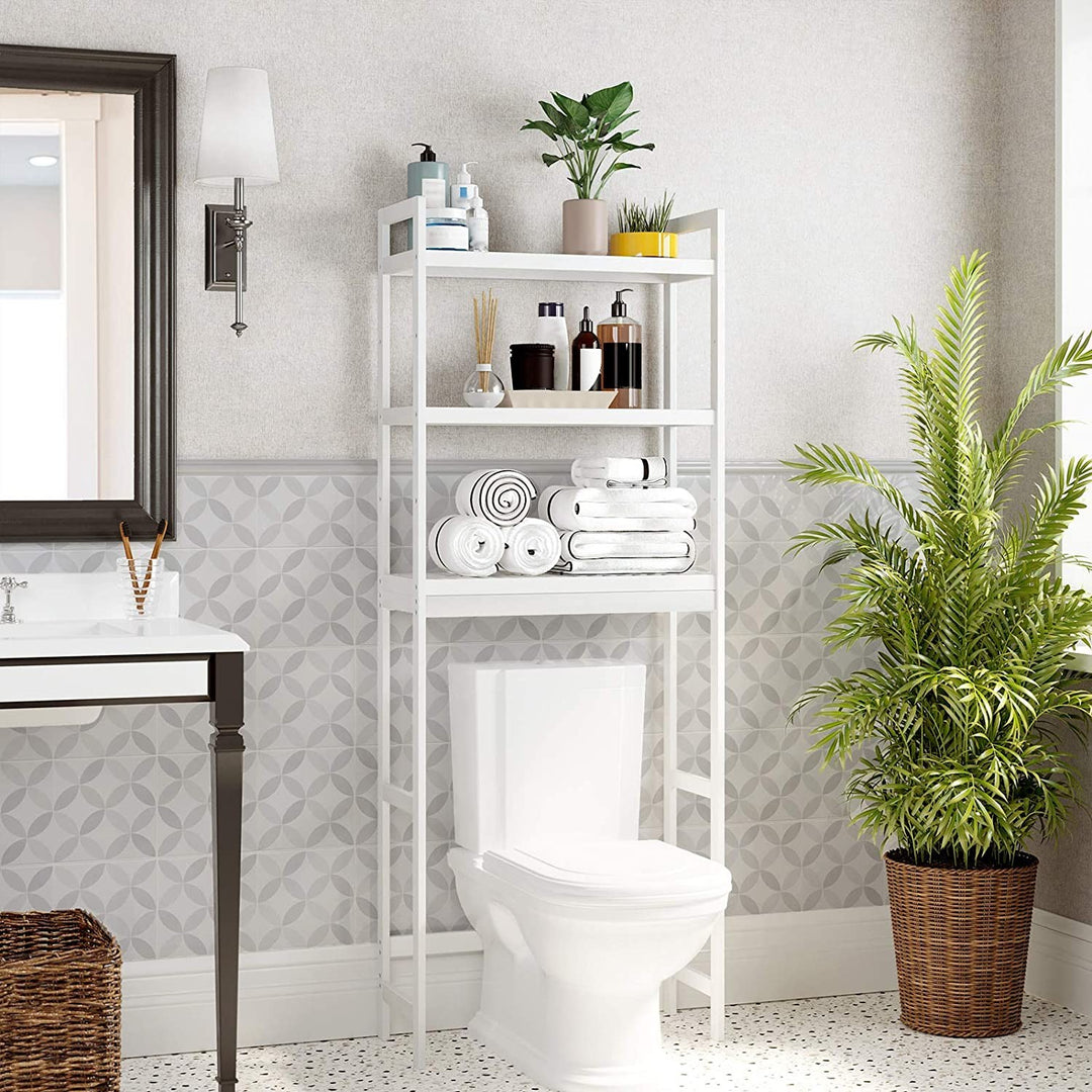 Badeværelsesreol til over toilet, 63x26x 163 cm, hvid