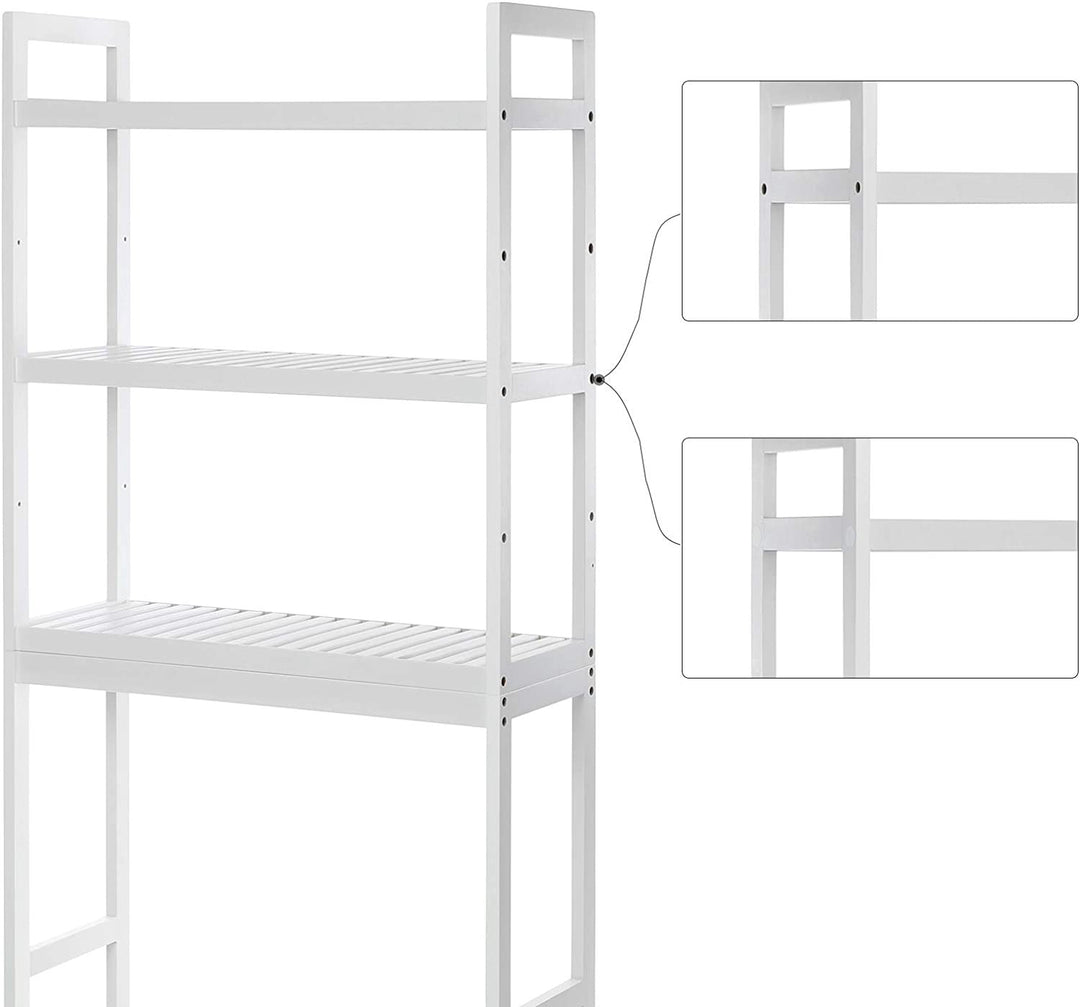 Badeværelsesreol til over toilet, 63x26x 163 cm, hvid