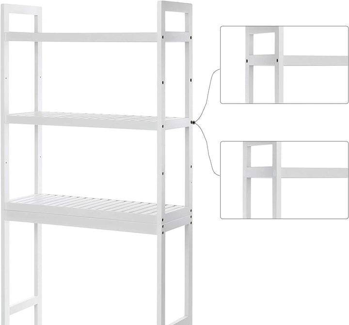 Badeværelsesreol til over toilet, 63x26x 163 cm, hvid