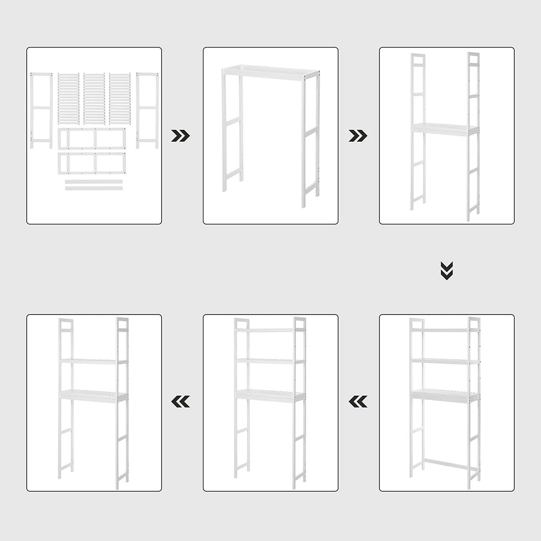 Badeværelsesreol til over toilet, 63x26x 163 cm, hvid