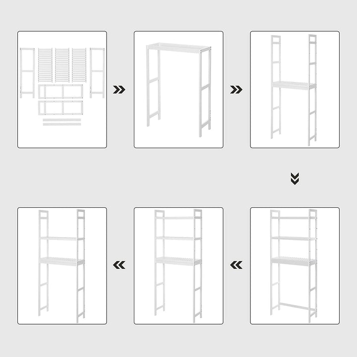 Badeværelsesreol til over toilet, 63x26x 163 cm, hvid