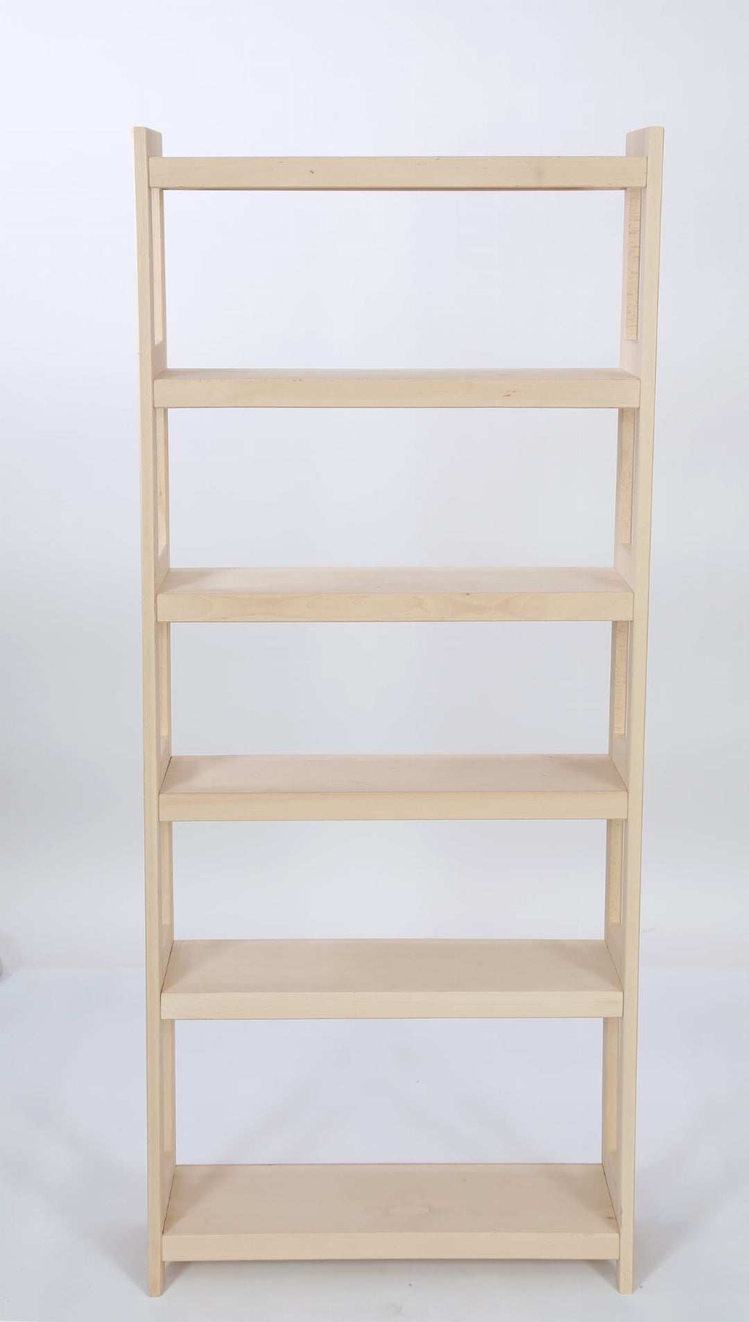 Bogreol i bøgetræ, 6 hylder, 165 × 80 × 25 cm