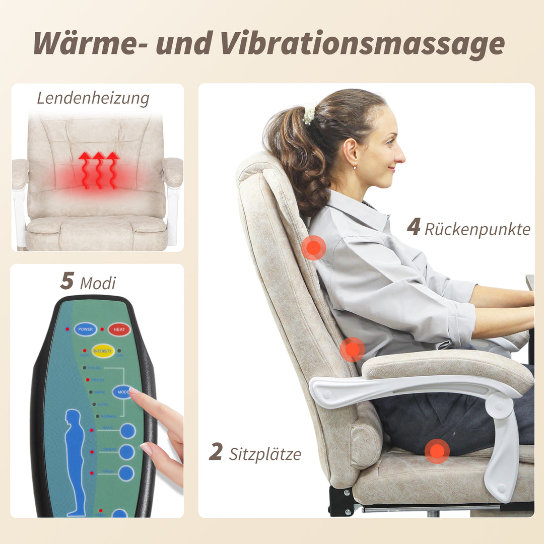 Kontorstol med massagefunktion, ergonomisk, 65x160x104cm, grå