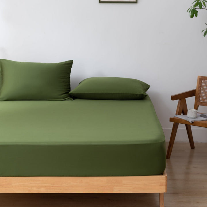 Mørkegrøn bambus Fitted Sheet Premium - op til 30 cm - 400TC Tanboocel - Deep Moss
