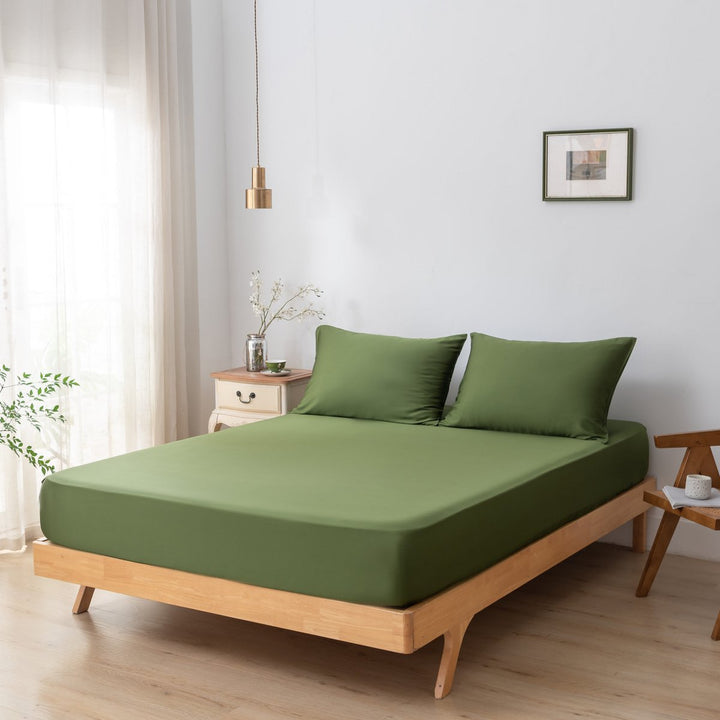 Mørkegrøn bambus Fitted Sheet Premium - op til 30 cm - 400TC Tanboocel - Deep Moss