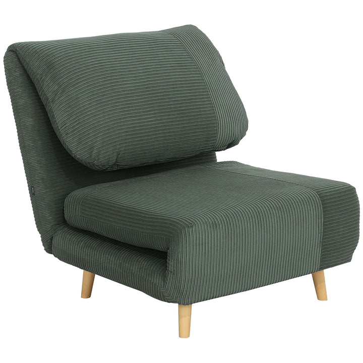 2-i-1 sovesofa gæsteseng, justerbar nakkestøtte, fløjlslook, 82 cm x 87 cm x 89 cm, grøn