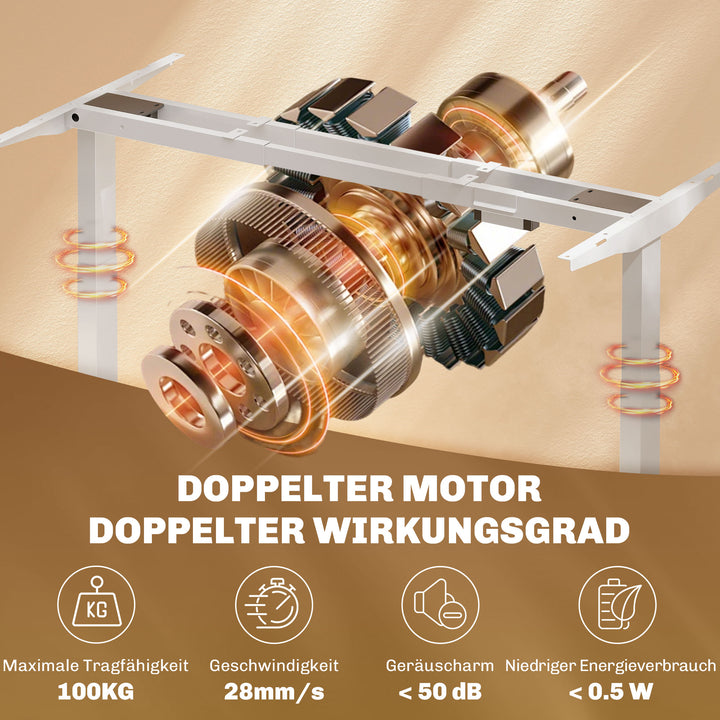 Elektrisk skrivebordsstel, højdejusterbart, med hukommelsesfunktion, stål, hvid