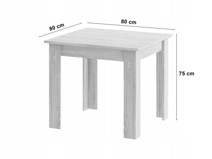 Sæt med firkantet bord 80x80 cm, Sonoma eg + 4 MARK stole, grå