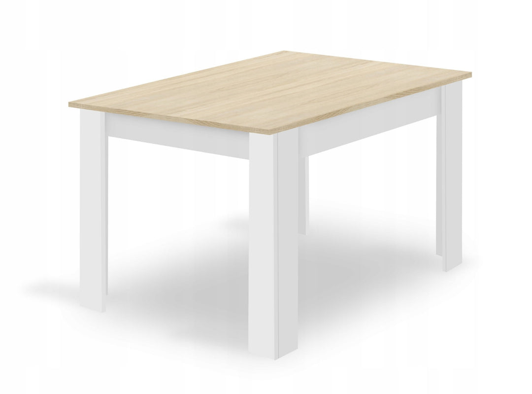 Rektangulært bordsæt 120x80 cm Sonoma eg + 4 MARK hvide stole
