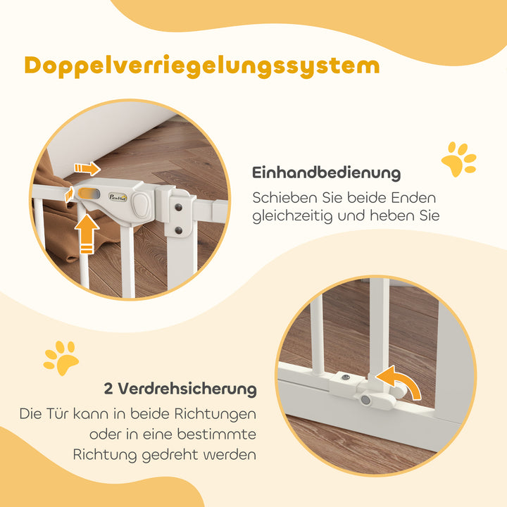 Hundegitter, udvideligt, klemmemontering, metal, 136x76 cm, hvid
