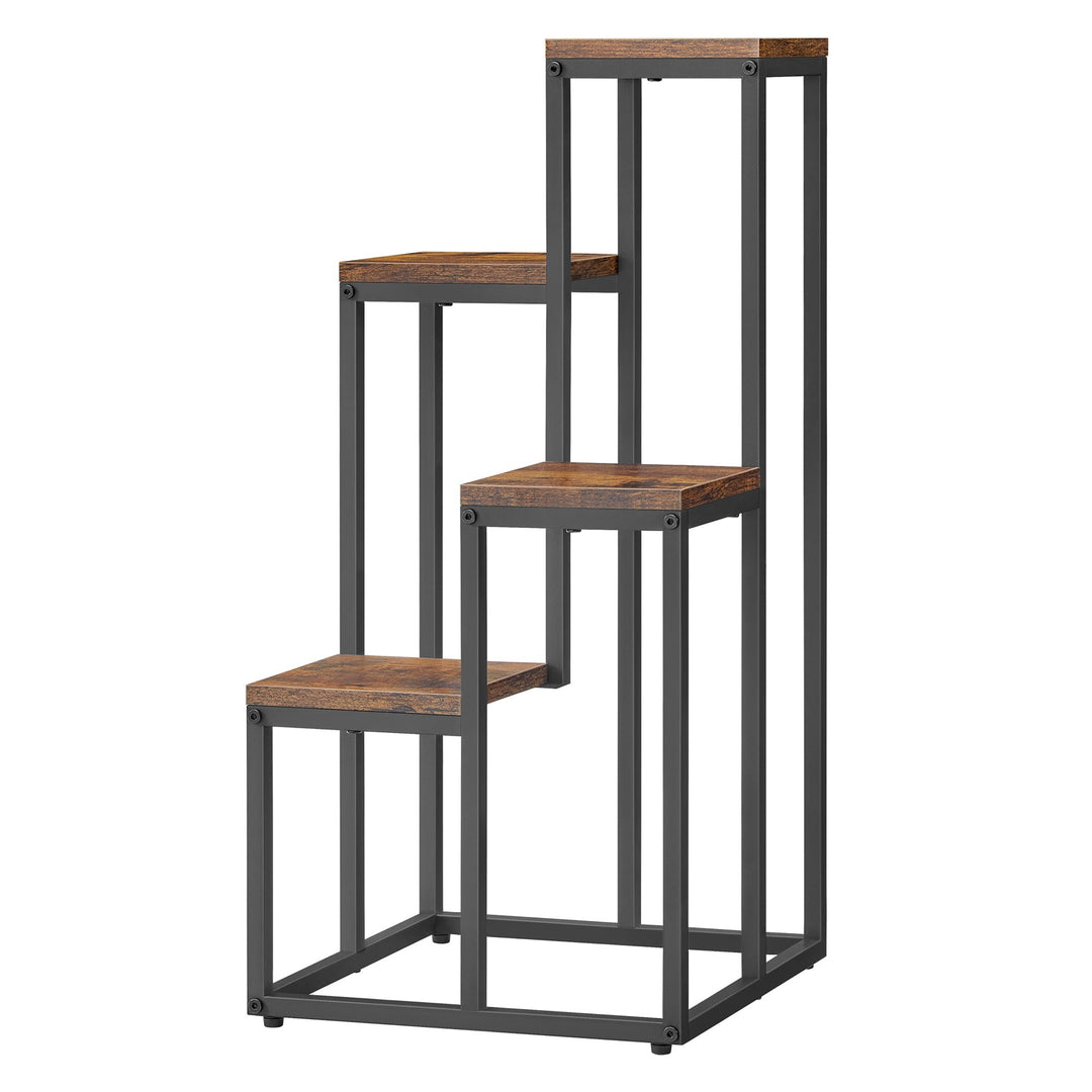 Blomsterstativ med 4 hylder - rustikt / sorte ben