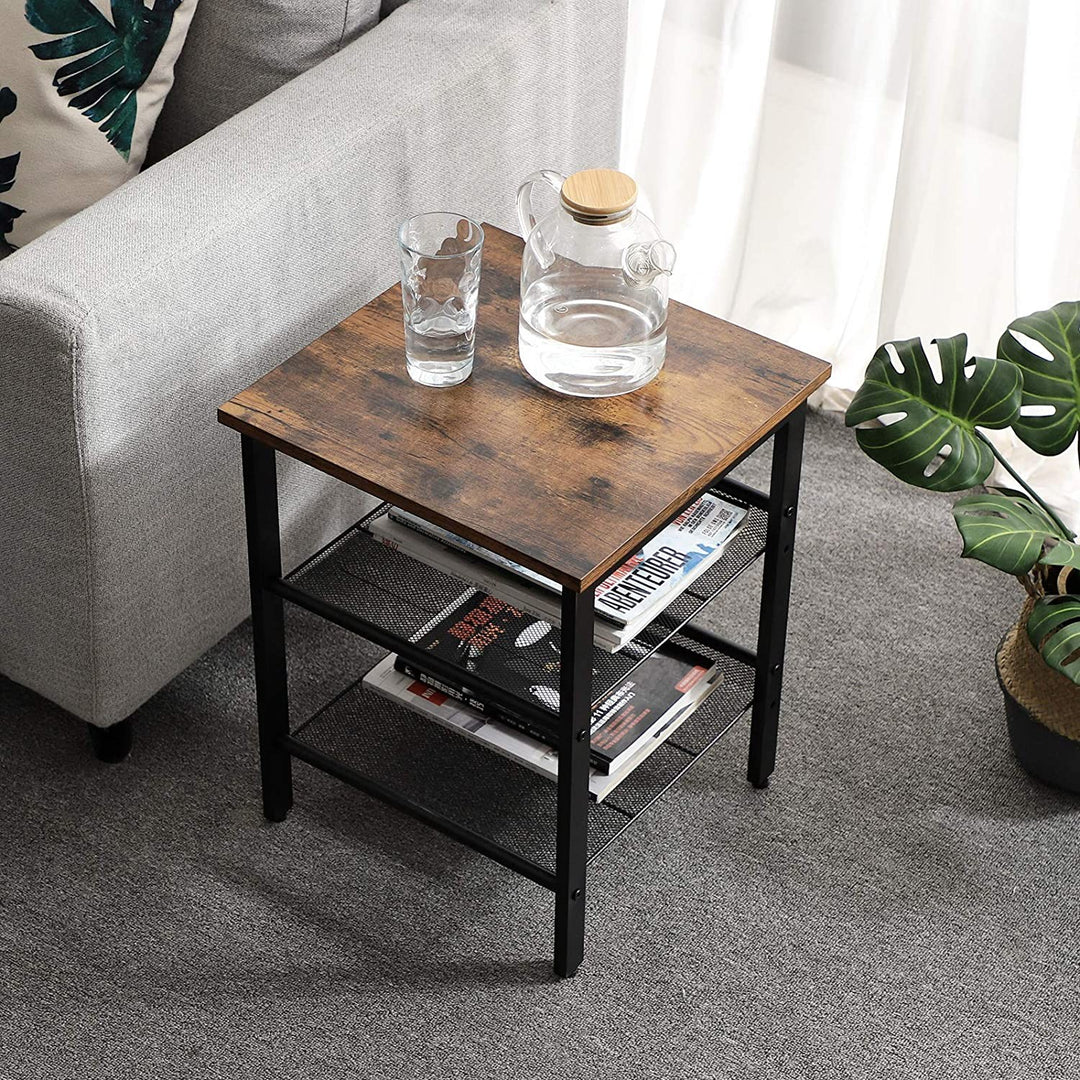 Sæt med 2 sofaborde / natborde – rustik brun, loft stil