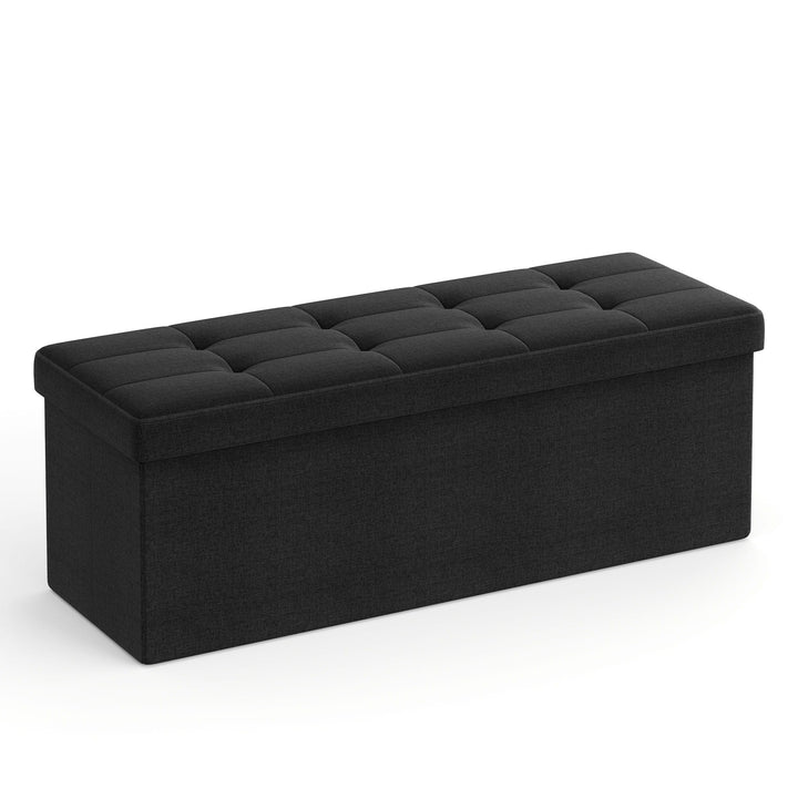 Puf med opbevaring – blæksort (110 cm)