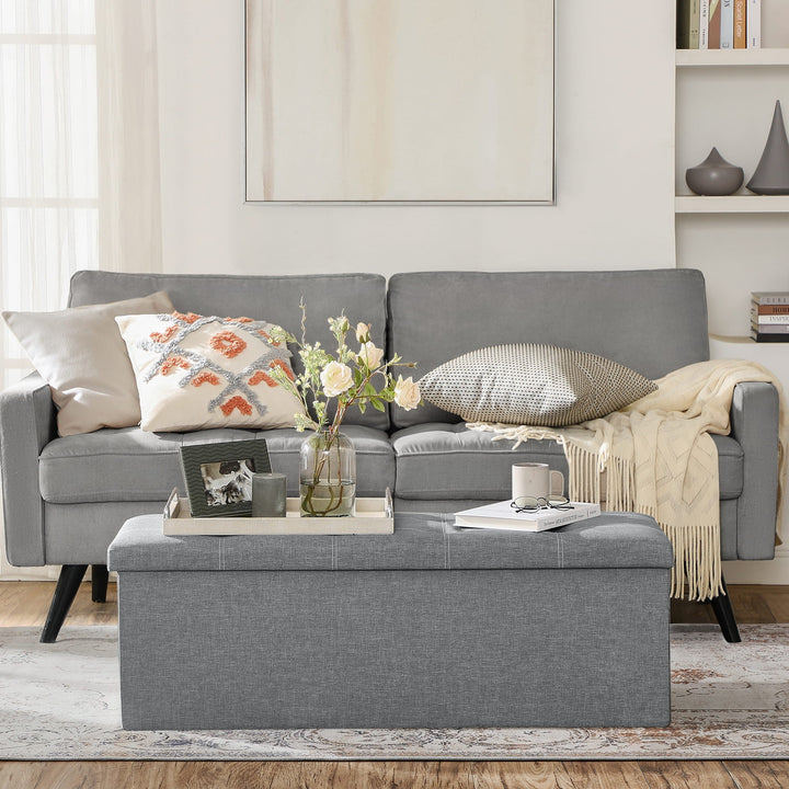 Opbevaringsbænk i grå, foldbar & elegant - 110x38x38 cm