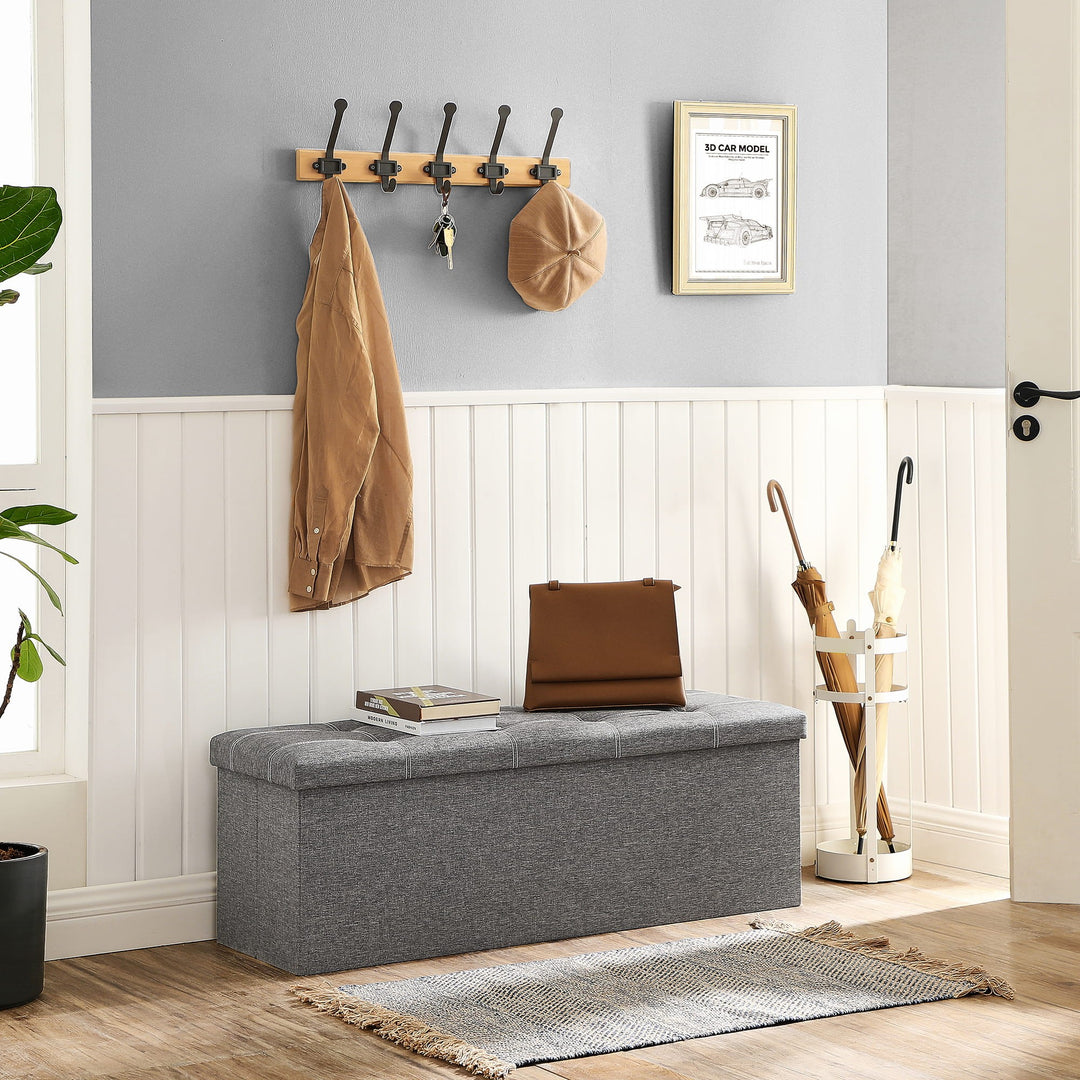 Opbevaringsbænk i grå, foldbar & elegant - 110x38x38 cm