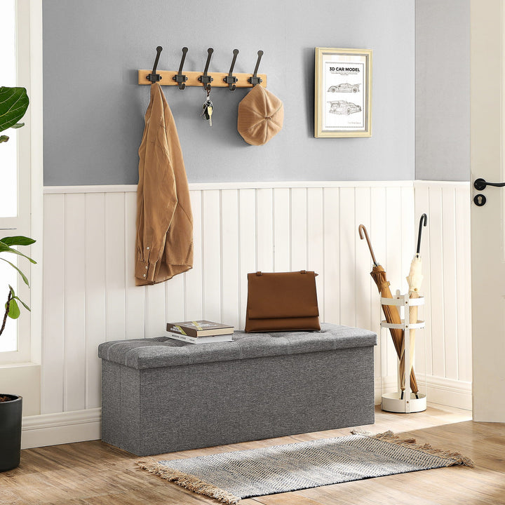 Opbevaringsbænk i grå, foldbar & elegant - 110x38x38 cm