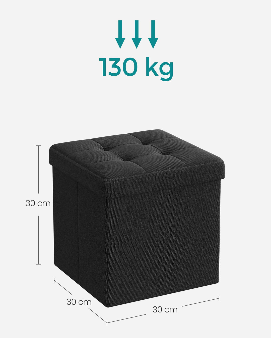 Mini puf med opbevaring – sort (30 cm)