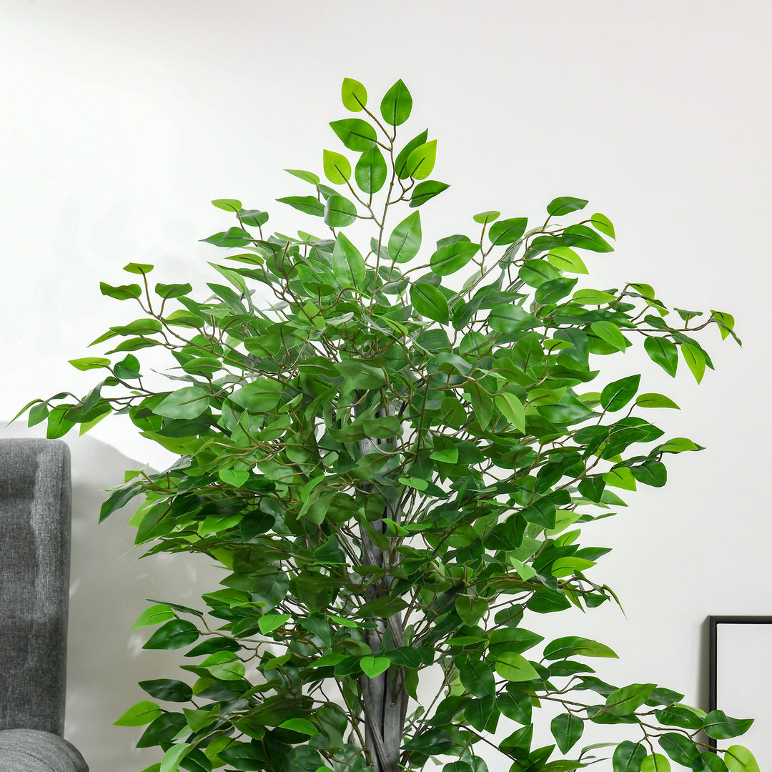 Kunstigt træ, ficus kunstig plante, realistisk udseende, cementpotte, 135 cm, nem vedligeholdelse, plastik, grøn