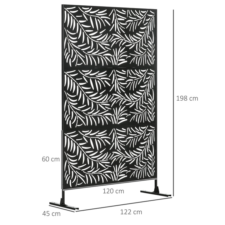 Privacy-skærm, vejrbestandig, stål, 122 cm x 45 cm x 198 cm, sort